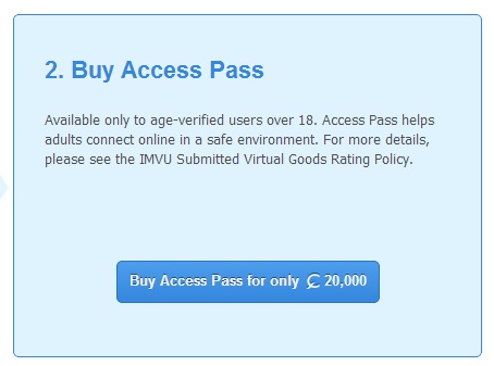 imvu access pass one time thing