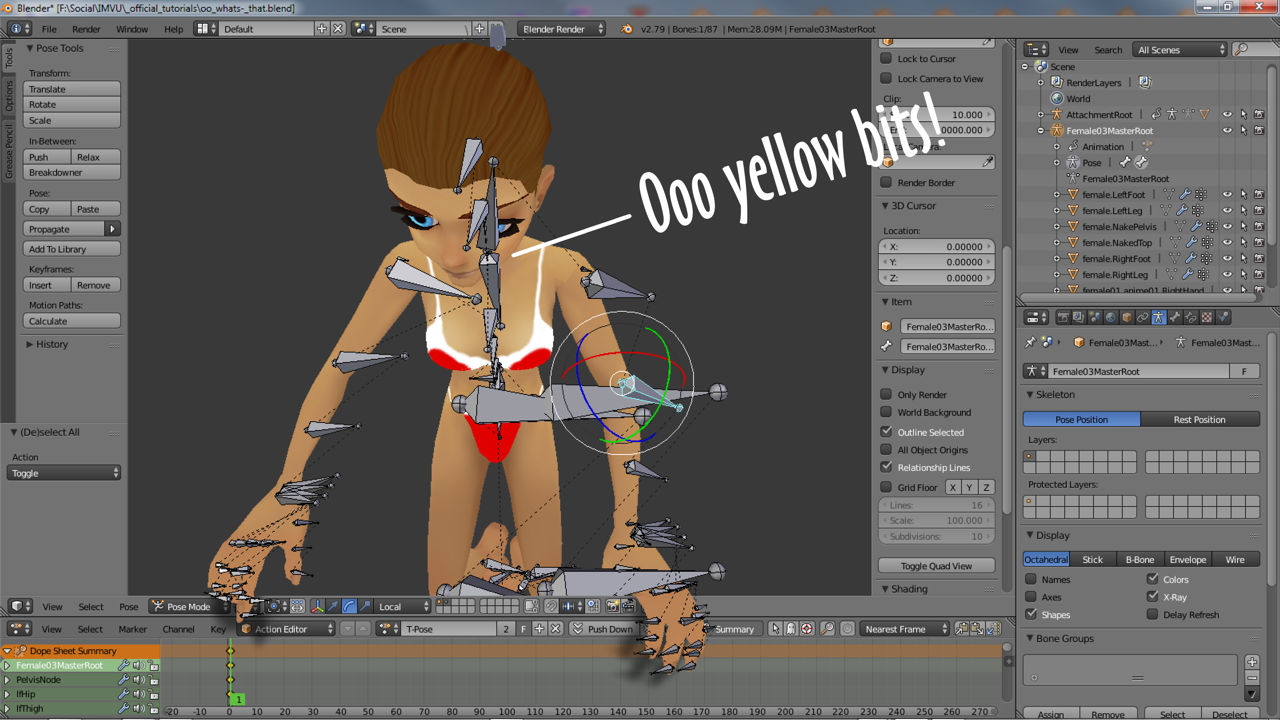 The Action Editor is where most of the pose and animation is edited and managed