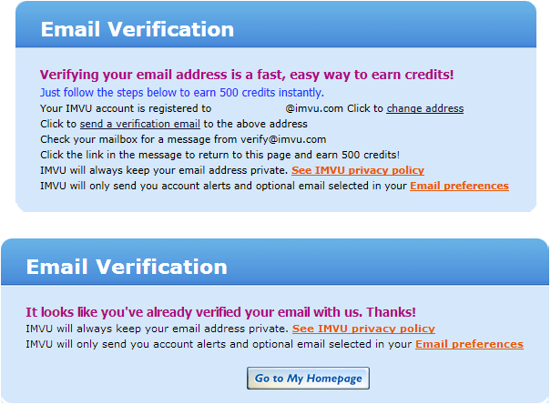 verification imvu address verified tell