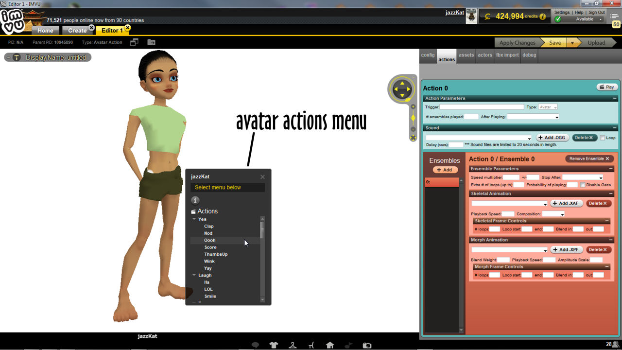 Avatar Actions are generally accessed clicking the avatar to reveal the Actions Menu