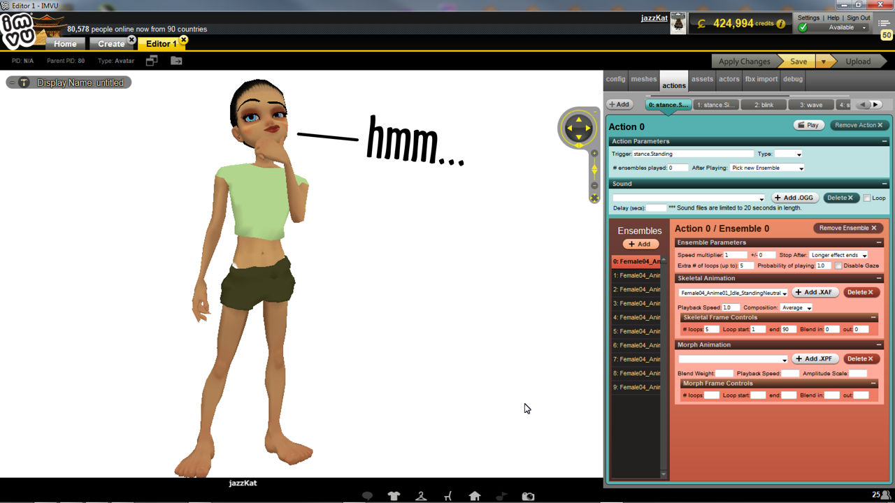 The Action system allows for simple and complex avatar actions, using single or multiple animated sequences