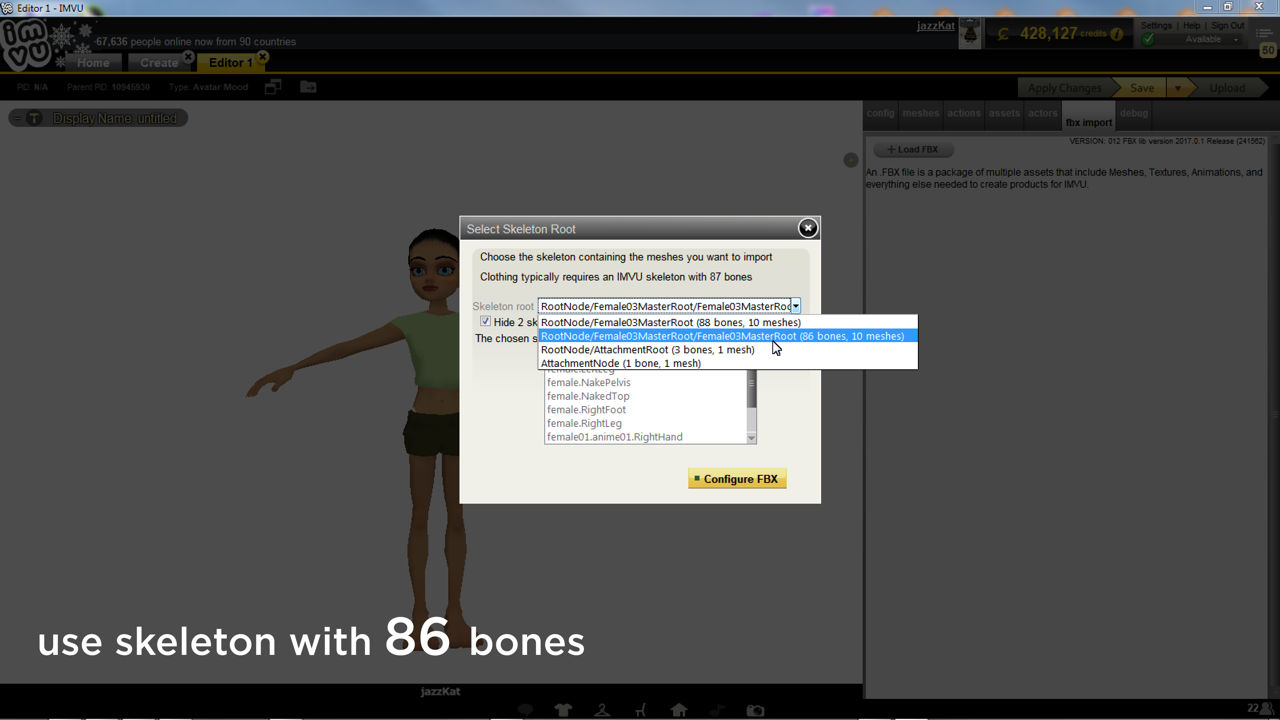Make sure to select the correct skeletal structure on impoting the FBX