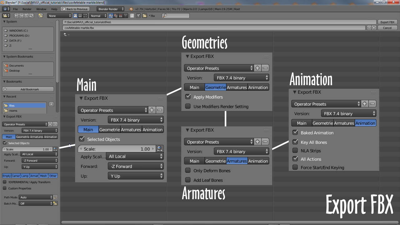 FBX export settings