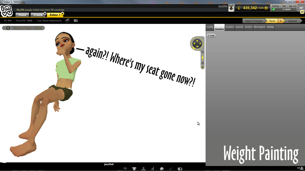 Without weight painting meshes won't appear in IMVU