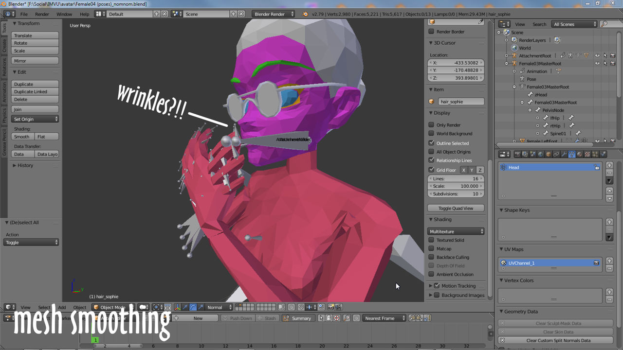 Wrinkles?!! Without Smoothing meshes appear facetted (wrinkles to an avatar)