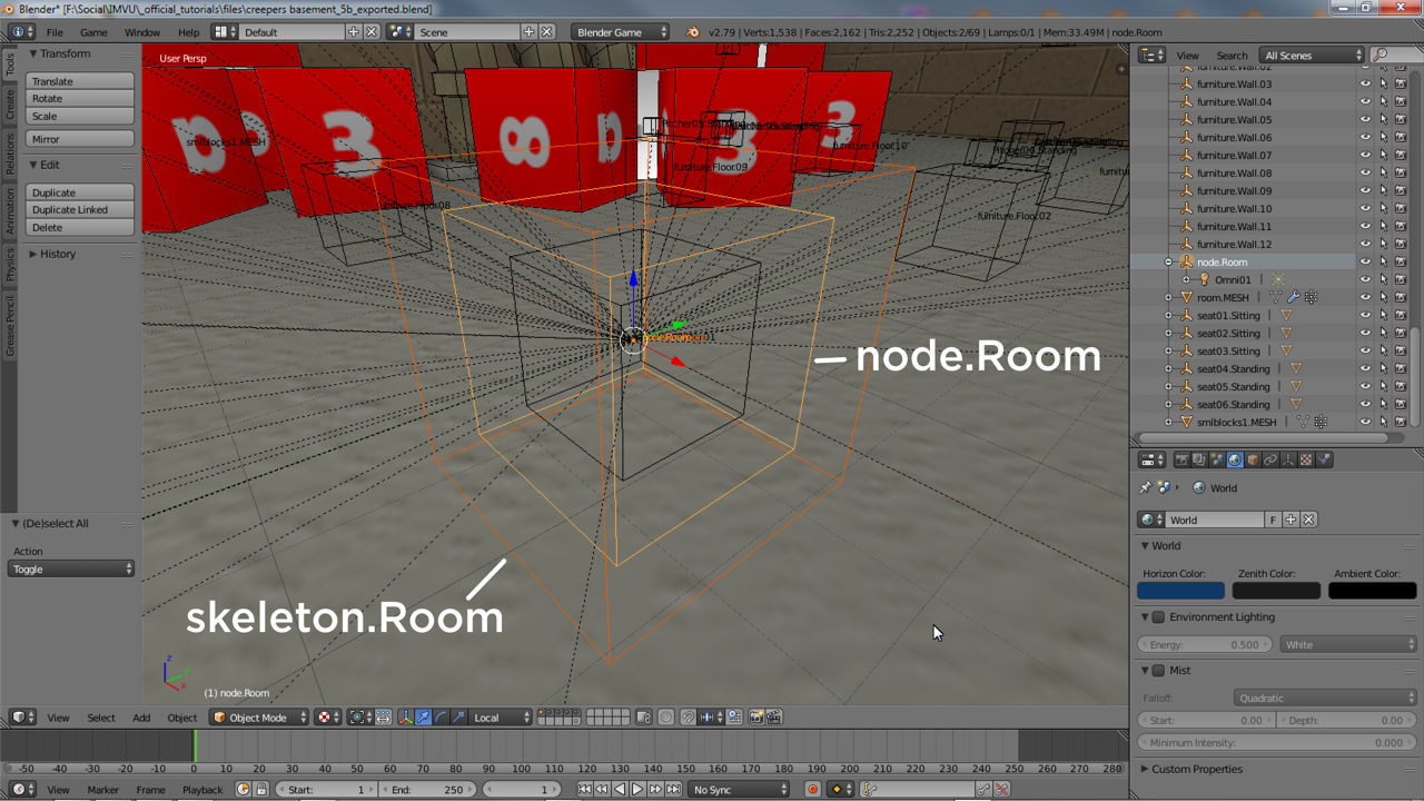The two master nodes for a room, skeleton.Room and node.Room