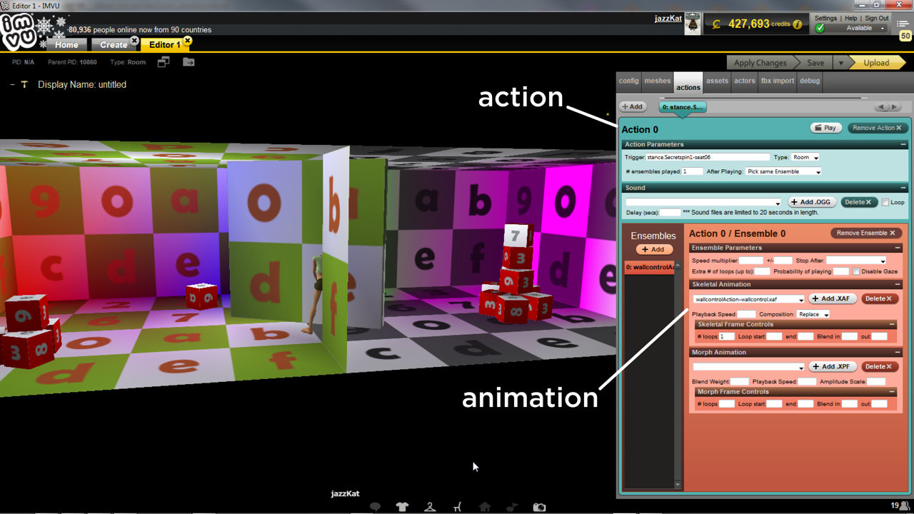 For the action to work create and action with suitable trigger, for example a standing spot