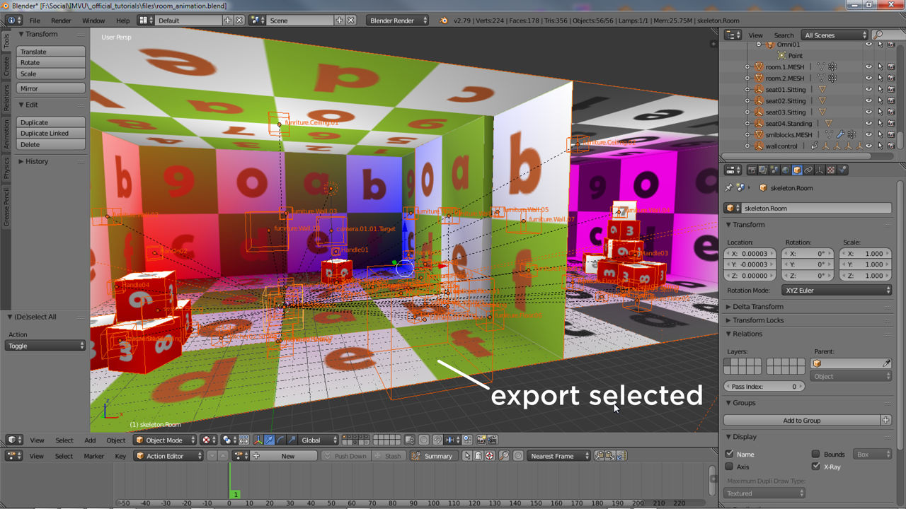 Everything to be included needs to be selected in Blender