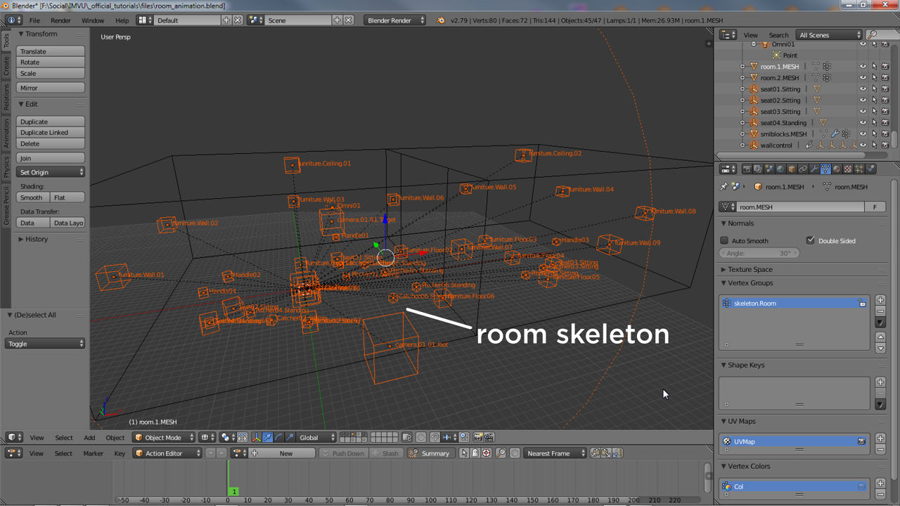 Typical room skeleton an animated section will be part of