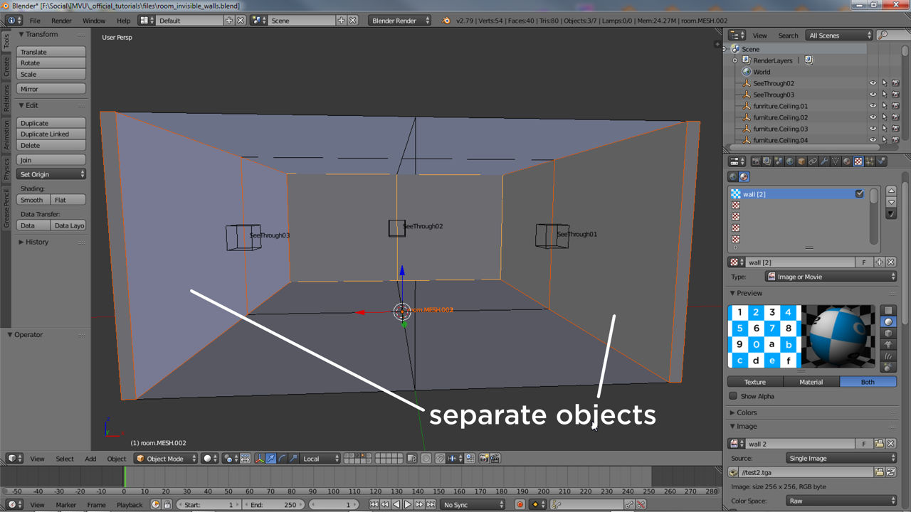 For meshes to work correctly they need to be separate objects in Blender