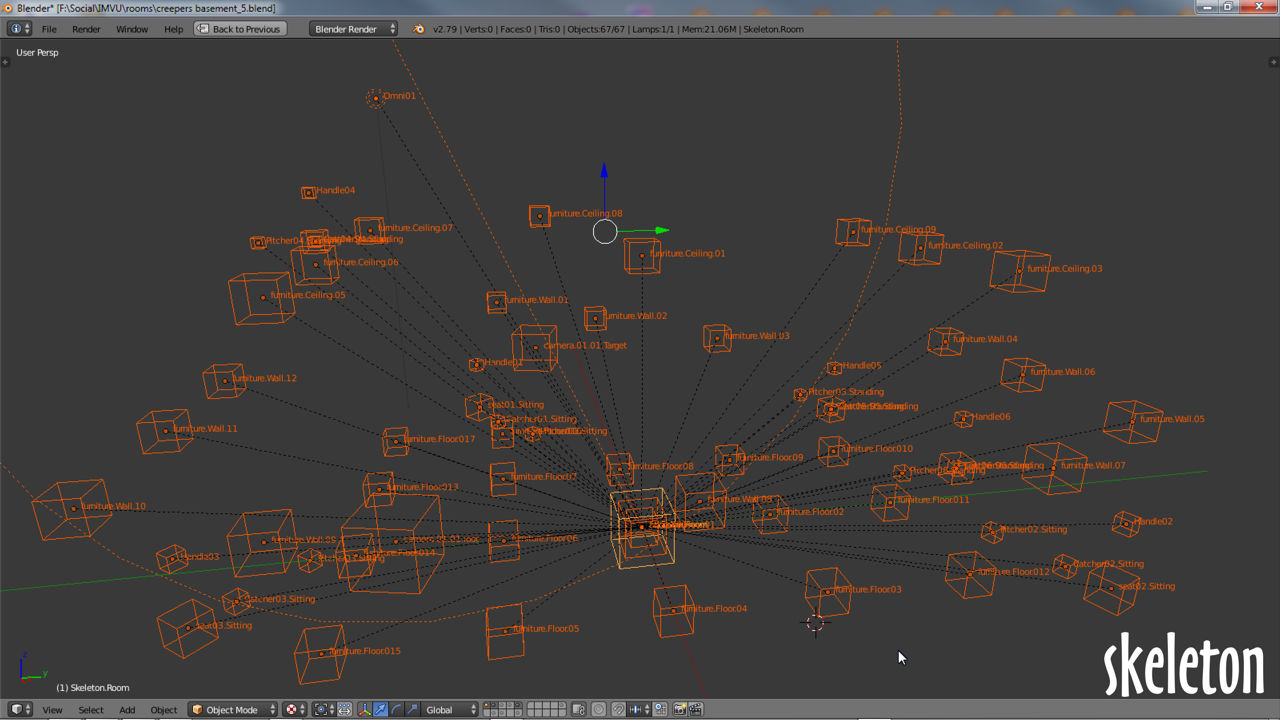 All nodes within a furniture room link to Skeleton.Room