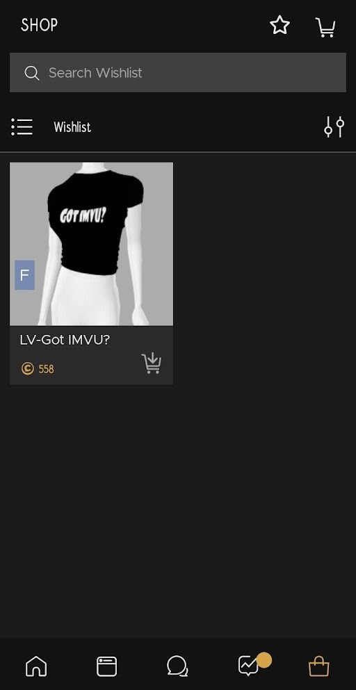 How to use the Wishlist on IMVU Mobile