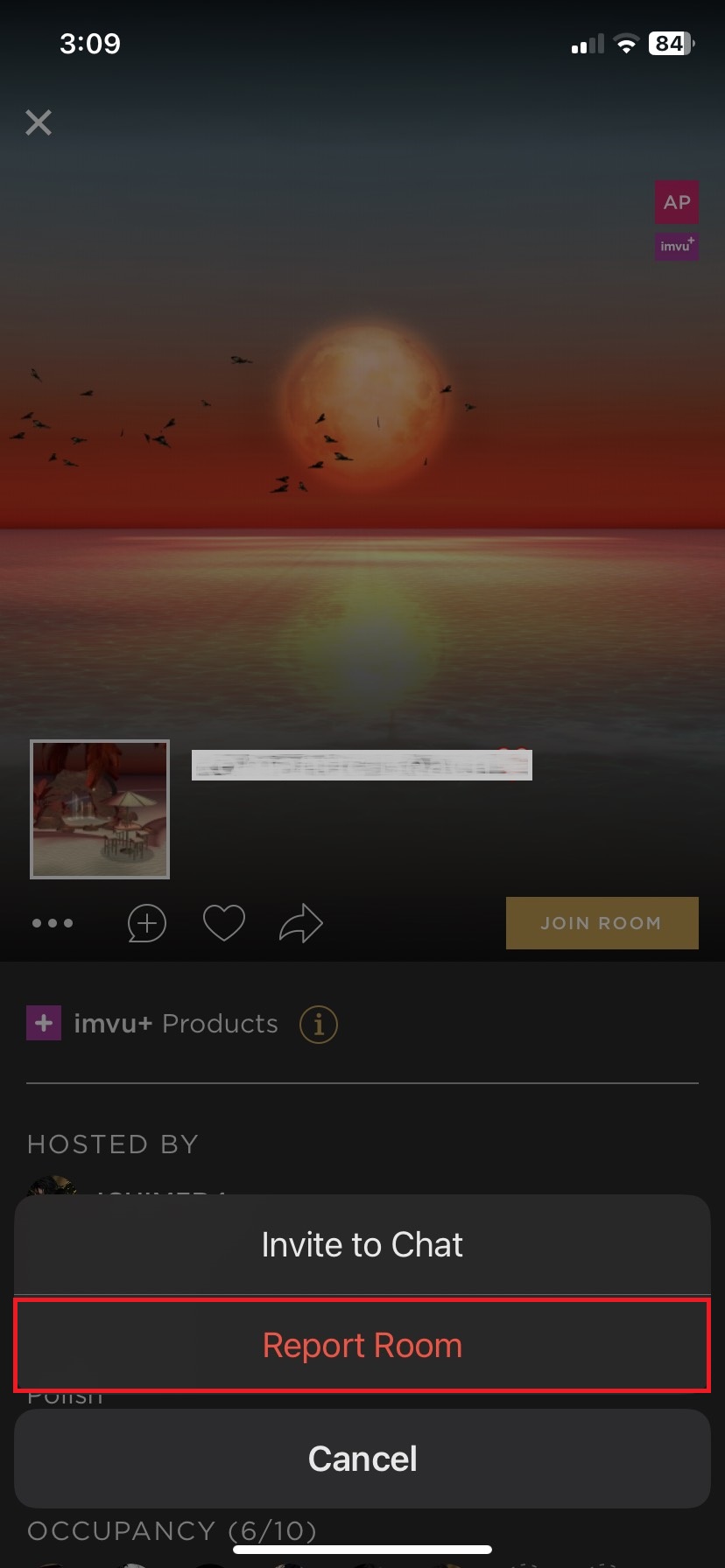 How to Report a Chat Room on IMVU Mobile (iOS)