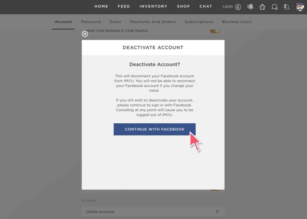How to Delete Your Account on IMVU site